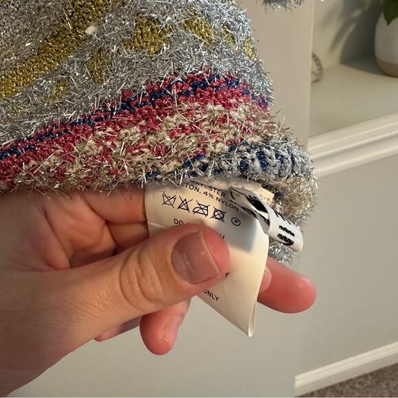 NWT Molly Goddard Silver Gold Metallic Knit Short Sleeve Sweater Top Medium - Picture 8 of 16